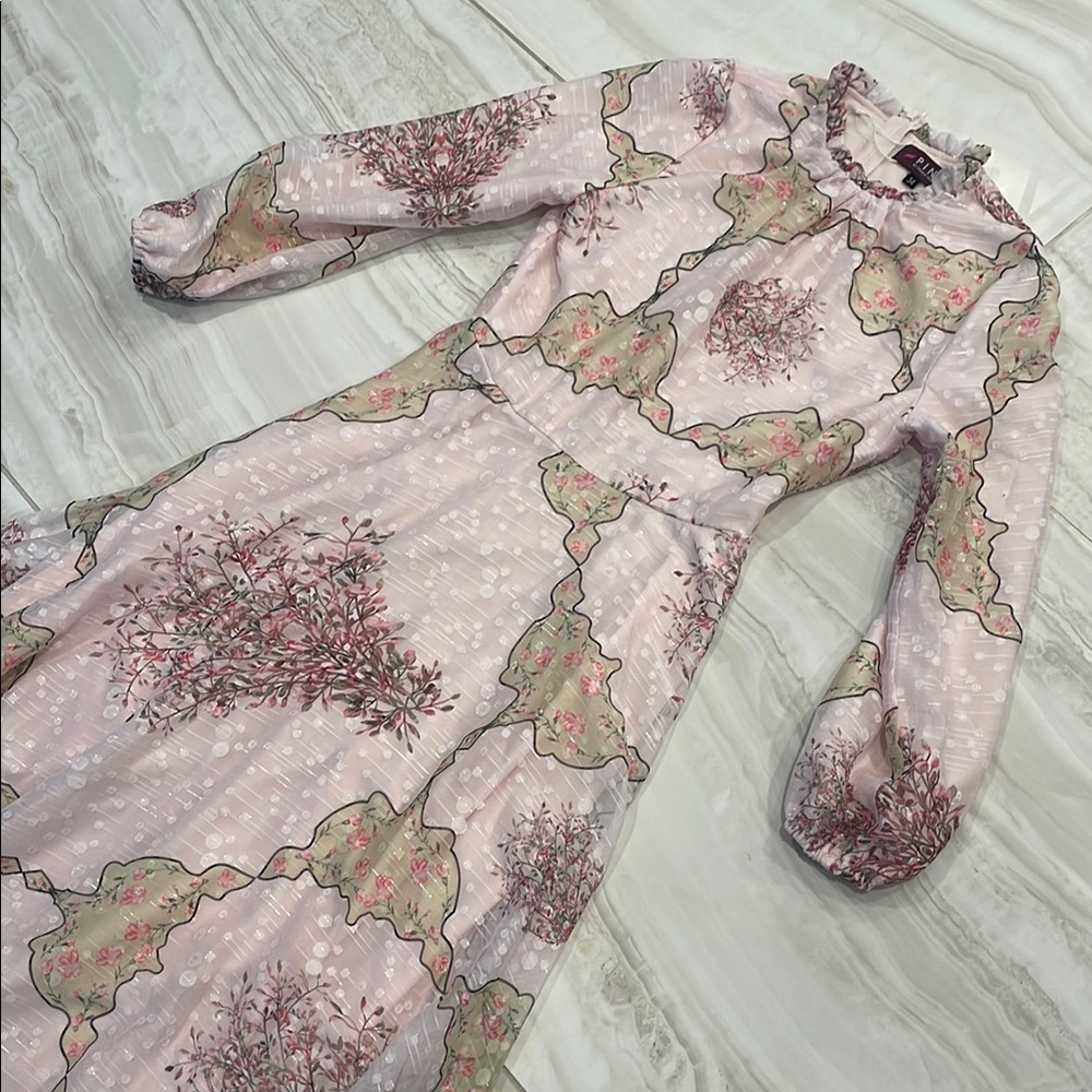 Elegant Pink Floral Women's Dress